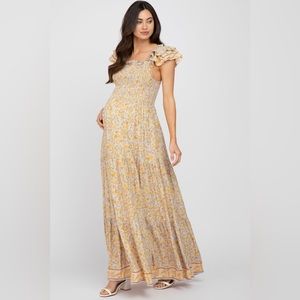 PinkBlush smocked floral maxi dress nwot